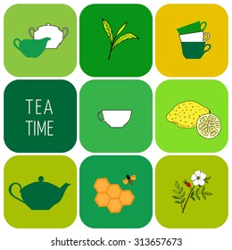 Tea time set. Vector illustration