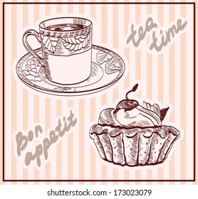 tea time. set of vector sketches