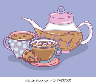 tea time sketch flat design