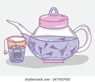 tea time sketch flat design