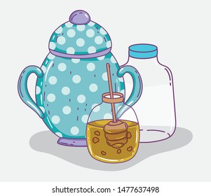 tea time sketch flat design