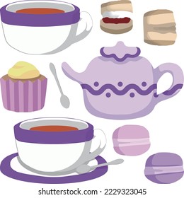 Tea time snacks and tea set