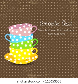 Tea time with stacked colorful cups / Tea time party invitation