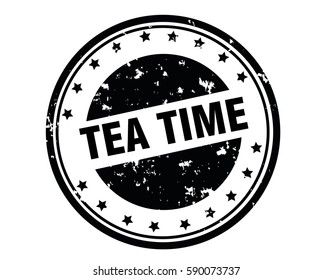 Tea time stamp sign seal logo