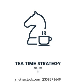 Tea Time Strategy Icon. Drink, Cup, Break. Editable Stroke. Simple Vector Icon