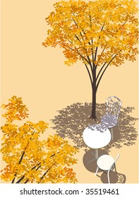 Tea time of terrace of street trees