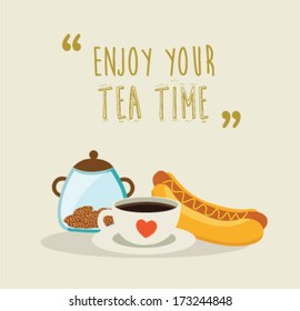 tea time with text greeting card