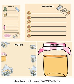 tea time themed notepad and memo page set