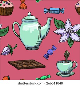 Tea time vector background.