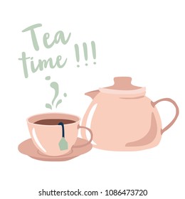 Tea Time Vector Design Illustration Stock Vector (Royalty Free) 1086473720