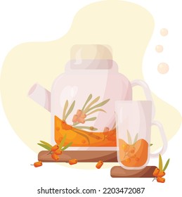 Tea time, vector drawing, delicious tea option. Different versions of tea.