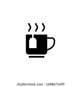 Tea time vector icon in black solid flat design icon isolated on white background