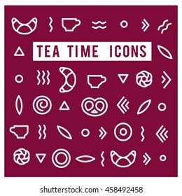 tea time vector icons