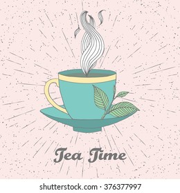 Tea time vector illustration of hand drawn doodle  cup of tea. 