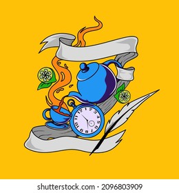 tea time vector illustration, for tea products or lemon tea connoisseurs