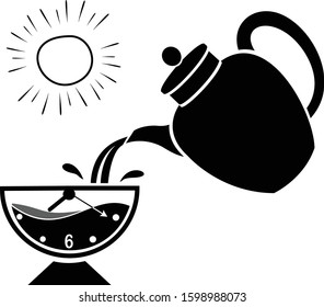 tea time vector illustration with sun rise 