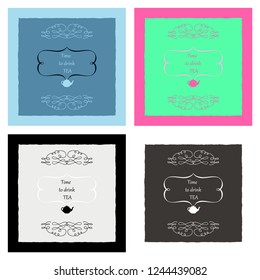 Tea time vector lettering.Modern logo design