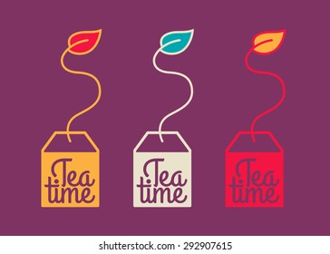 Tea time vector lettering.Modern logo design