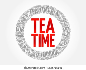 Collage de la palabra de té en la nube, fondo de concepto