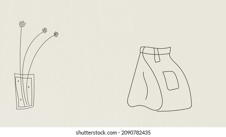Tea Time,bag of pastries,vase with flowers and empty space for text vector illustration  background
