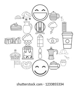 Tea tincture icons set. Outline set of 25 tea tincture vector icons for web isolated on white background