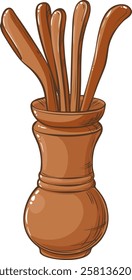 tea tools isolated colored illustration