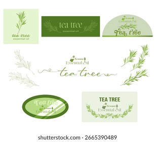 Logotipo e ilustração do óleo essencial da árvore do chá