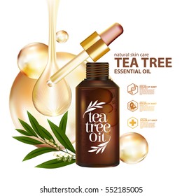 Tea Tree Oil  Nature Cosmetic Skin Care.