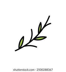 Tea tree vector icon. Isolated illustration of medical plant leaves on branch. Organic essential oil simple style sign. Beauty and spa, cosmetic ingredient.