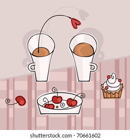Tea for two with a cherry