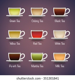 Tea Types Infographics. Vector tea drinks guide