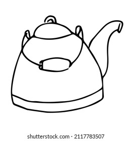 Utensilios de té .Doodles ,vectorial,ilustración en blanco y negro,libro de colorear para adultos y niños.