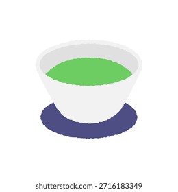 Tea utensils and green tea on a small plate