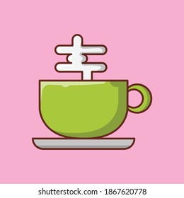 tea vector flat colour line icon