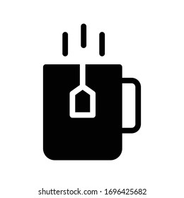 icono plano de glifo vector de té 