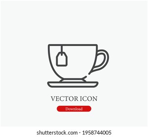 Tea vector icon.  Editable stroke. Symbol in Line Art Style for Design, Presentation, Website or Apps Elements, Logo. Pixel vector graphics - Vector