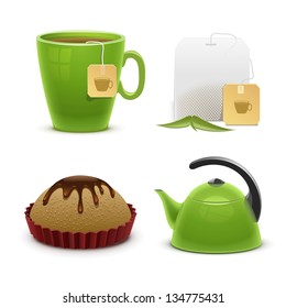 tea vector icon set