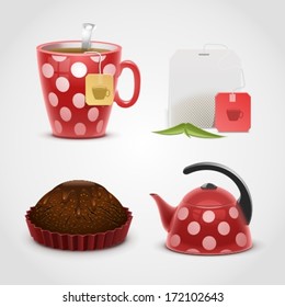 tea vector icon set