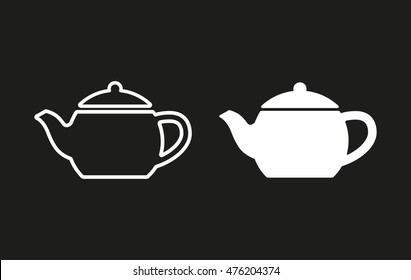 Tea vector icon. White illustration isolated on black background for graphic and web design.