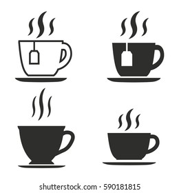 Tea vector icons set. Black illustration isolated for graphic and web design.