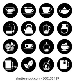 Tea vector icons set in black and white