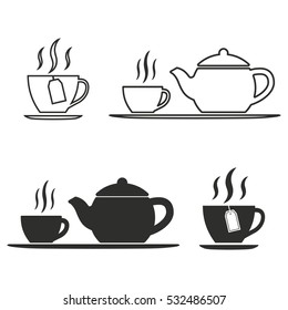 Tea vector icons set. Illustration isolated for graphic and web design.