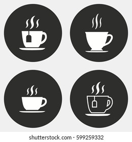 Tea vector icons set. White illustration isolated for graphic and web design.