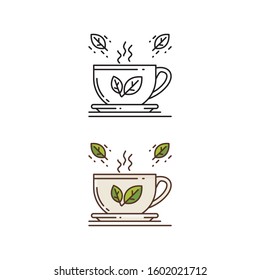 Tea Vector Illustration with black outline design, isolated on white background