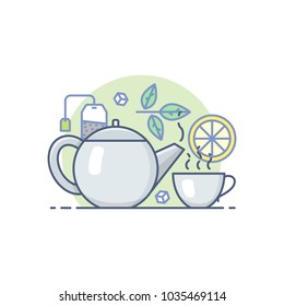 Tea vector illustration filled outline style