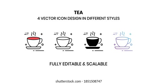 Tea vector illustration icons in different styles