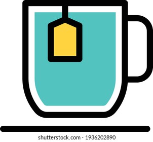 tea vector line colour icon