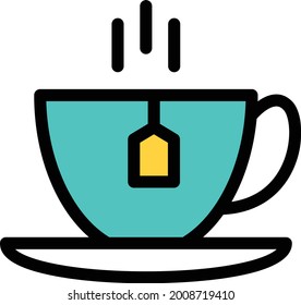 tea vector line colour icon