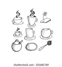 Tea vector set. Tea time