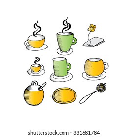 Tea vector set. Tea time